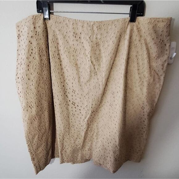 Talbots Taupe floral eyelet pencil skirt plus size 20W - Picture 2 of 7